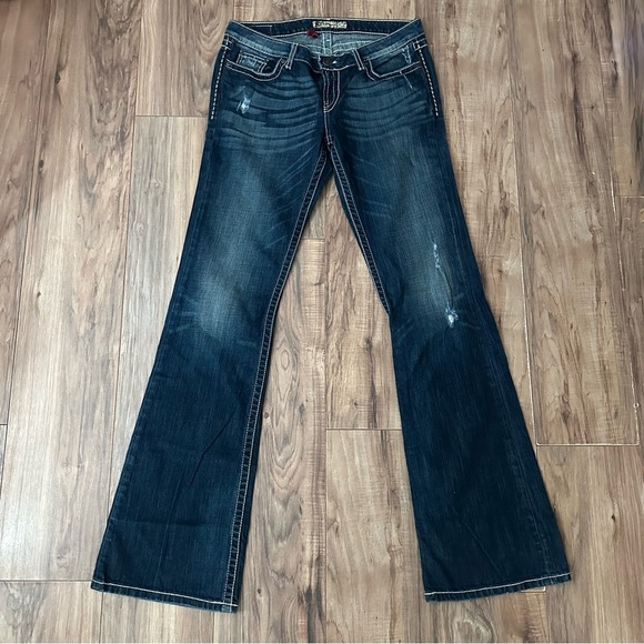 NWOT BKE Sabrina Distressed Dark Indigo Boot Cut Jeans • 30 x 37 1/2 - Picture 6 of 10